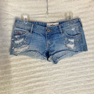 Hollister Jean Distressed Shorts with rhinestones